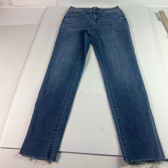 Judy Blue Jeans Women's 29x30* Slim Mid Rise Blue Faded Distressed Denim Tag 27 - Picture 1 of 16